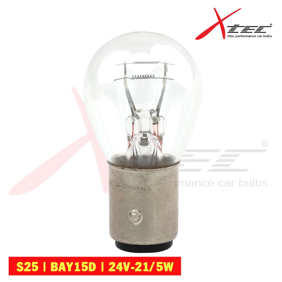 Combo 10 Bóng Đèn Tín Hiệu Sau 2 Tim Halogen Xtec Original Dùng Cho Xe Oto Xe Hơi S25 BAY15D 12V, 24V 21/5W (Màu Vàng)