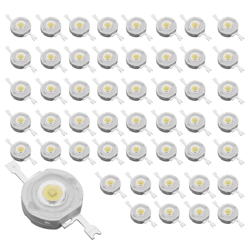 Bộ 50 1W Diode Công Suất Cao Trắng Mát Hạt Led 1 Watt Chip Đèn 3V-3.4V
