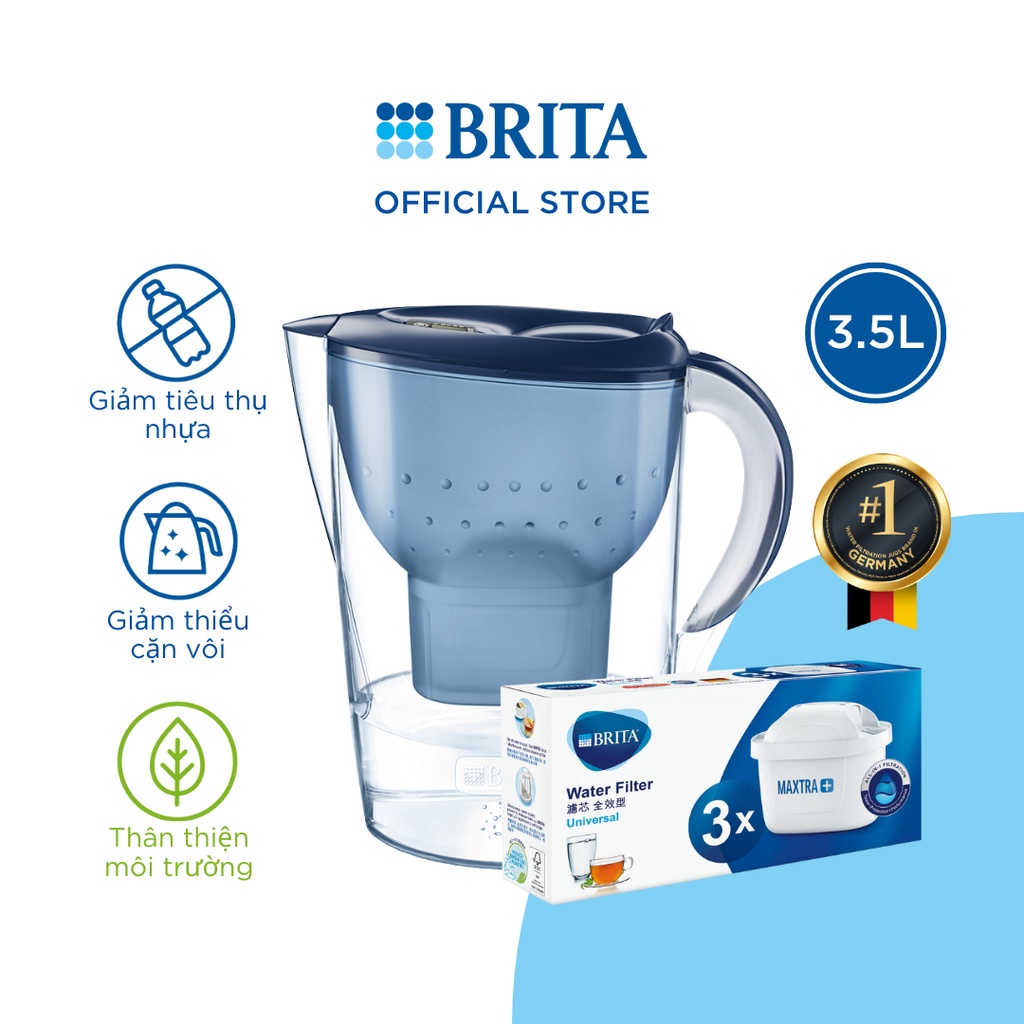 Ảnh Combo bình lọc nước BRITA Marella XL 3.5L + Hộp 3 lõi lọc BRITA Maxtra 3
