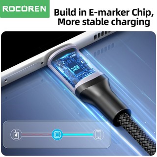 Cáp sạc nhanh Rocoren 240W USB C sang USB Type C PD 3.1 100W cho MacBook Pro Laptop Xiaomi 48V 5A Dây 2m
