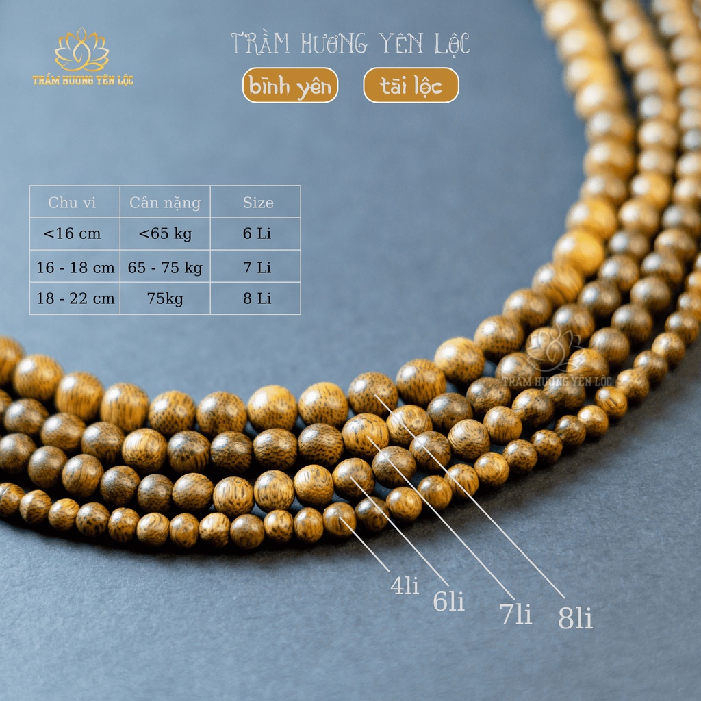 Vòng tay trầm hương 108 hạt [TRẦM HƯƠNG YÊN LỘC] - Vòng trầm hương tốc Việt mùi thơm nhẹ - Vòng trầm hương đủ kích thước
