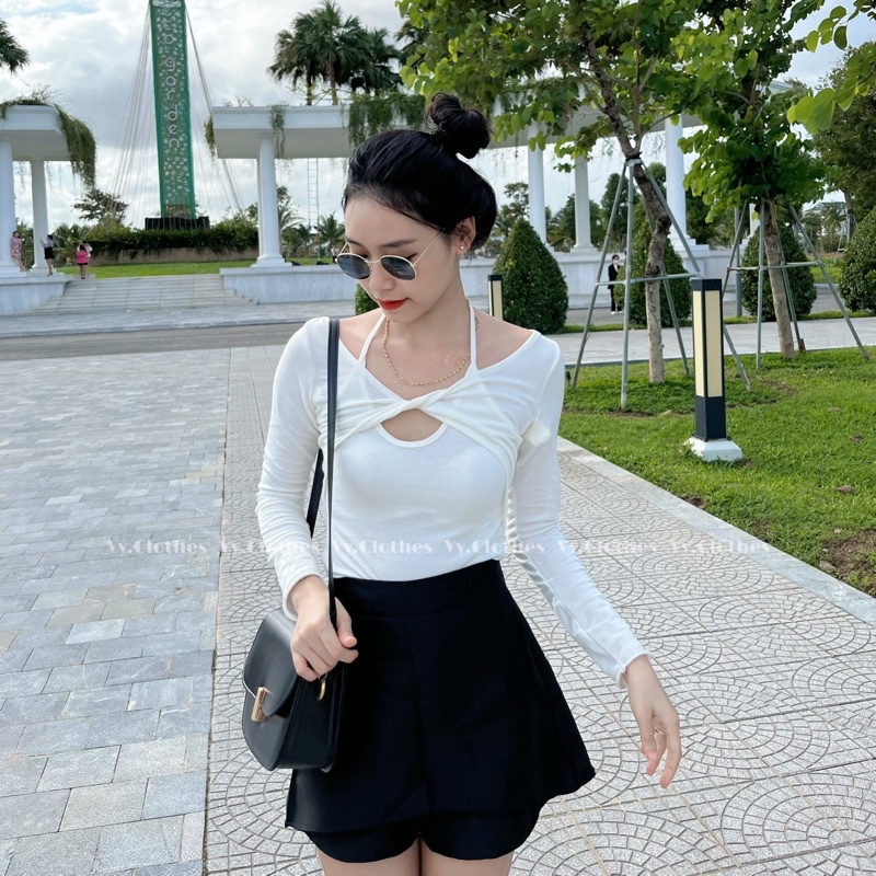 Set áo len cổ yếm xoắn ngực & chân váy tafta - 𝐕𝐘.𝐂𝐋𝐎𝐓𝐇𝐄𝐒 𝐂𝐇𝐔𝐘𝐄̂𝐍 𝐇𝐀̀𝐍𝐆 𝐐𝐔𝐀̉𝐍𝐆 𝐂𝐇𝐀̂𝐔 𝐂𝐇𝐈́𝐍𝐇 𝐇𝐈𝐄̣̂𝐔