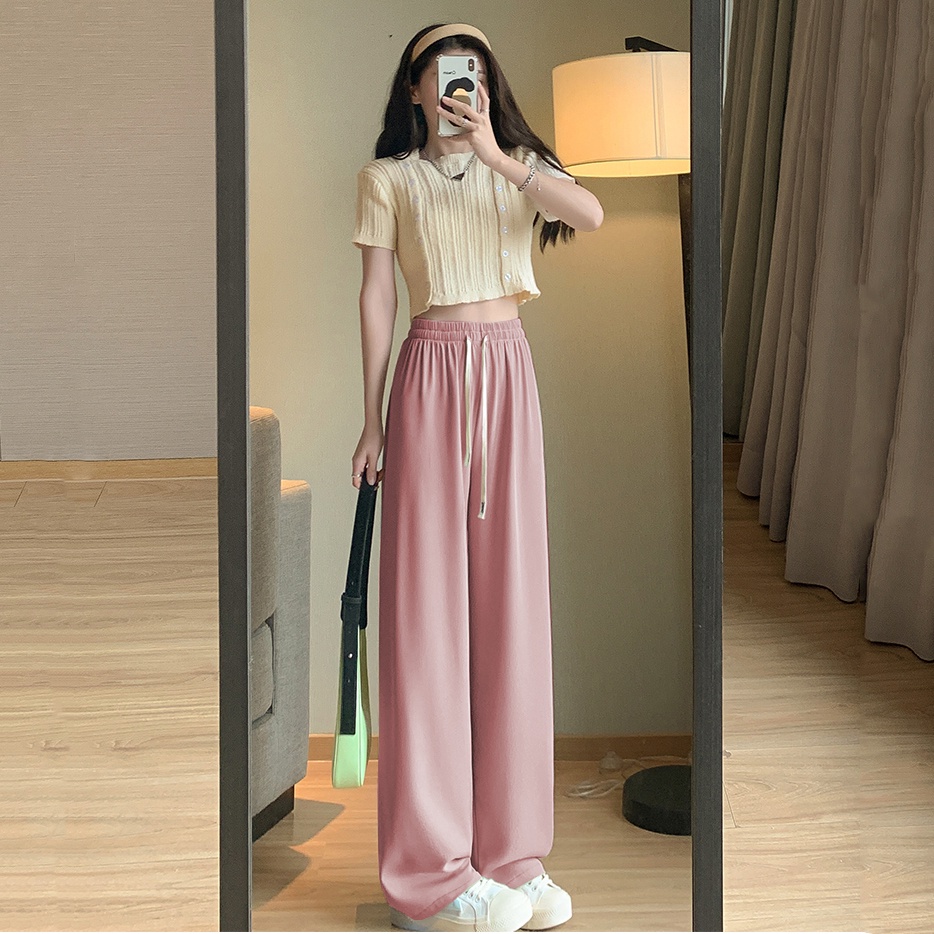 Quần Suông Dài Ống Rộng Thun Lưng Cao Dây To Loại Vải Tăm Đẹp 104