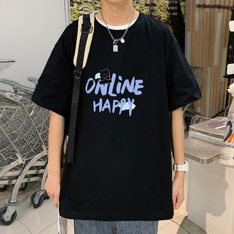 Áo Thun Tay Lỡ HappyFamily Form Rộng Trẻ Trung ONLINE HAPPY Chất vải cotton 100 cao cấp