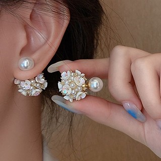 Bông Tai Hình Hoa Đính Ngọc Trai Phong Cách Thời Trang Hàn Quốc