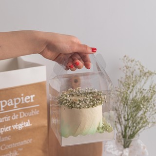 Hộp Mica Vuông Kèm Đế Ren Có Quai Xách Trong Suốt Đựng Bánh Sinh Nhật,Bento Cake Nhiều Size