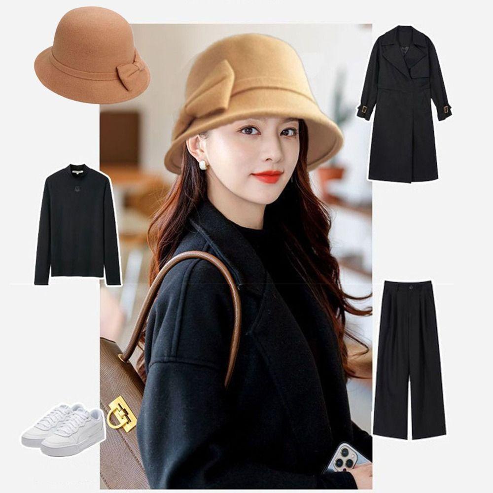 GUSTAVA Nữ Vintage Retro Mũ Bé Gái Người Cá Mũ Len Thanh Lịch Nỉ Nắp Xô