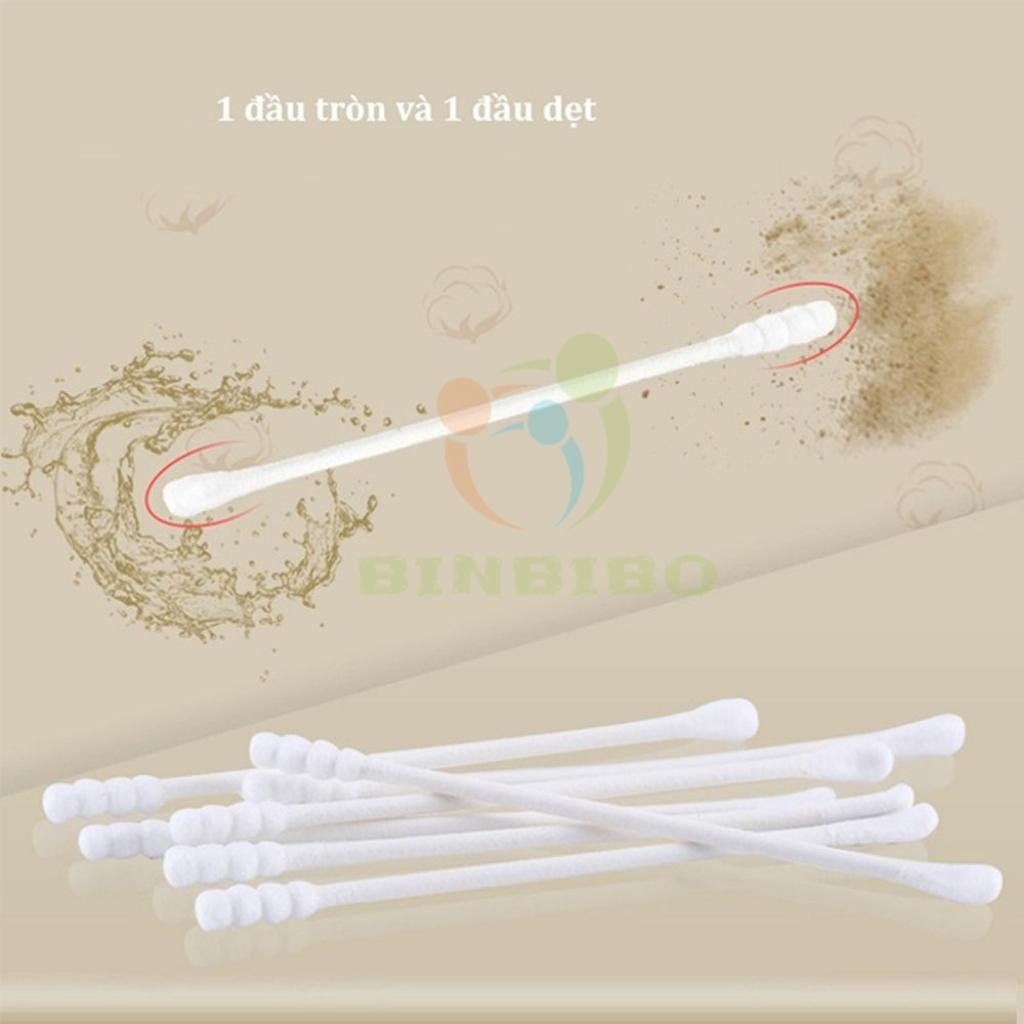 Tăm bông cho bé sơ sinh MISUTA làm từ bông tự nhiên hộp 400 chiếc mẫu mới nhất - Binbibo