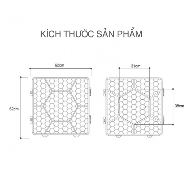 Hàng rào phép thuật PURMI 6 TẤM màu Hồng/ Kem/ Xám