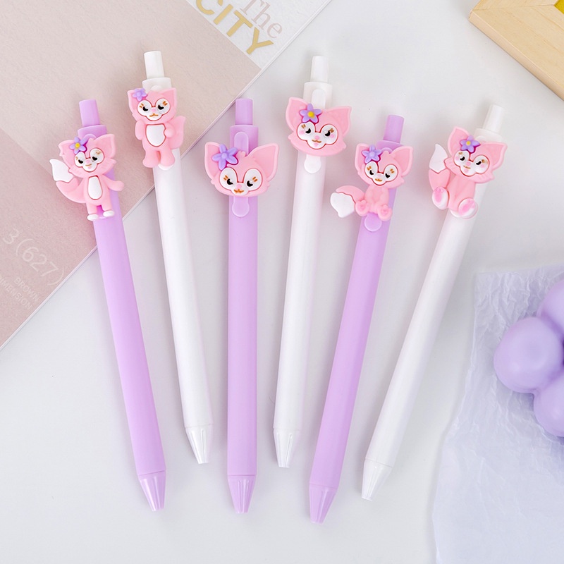 3 Bút Bi Bấm Mực Đen Cáo Hồng