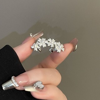 Bông Tai Kẹp Hình Hoa Đính Đá Thời Trang Thu Đông Phong Cách Mới Không Cần Xỏ Lỗ Tai
