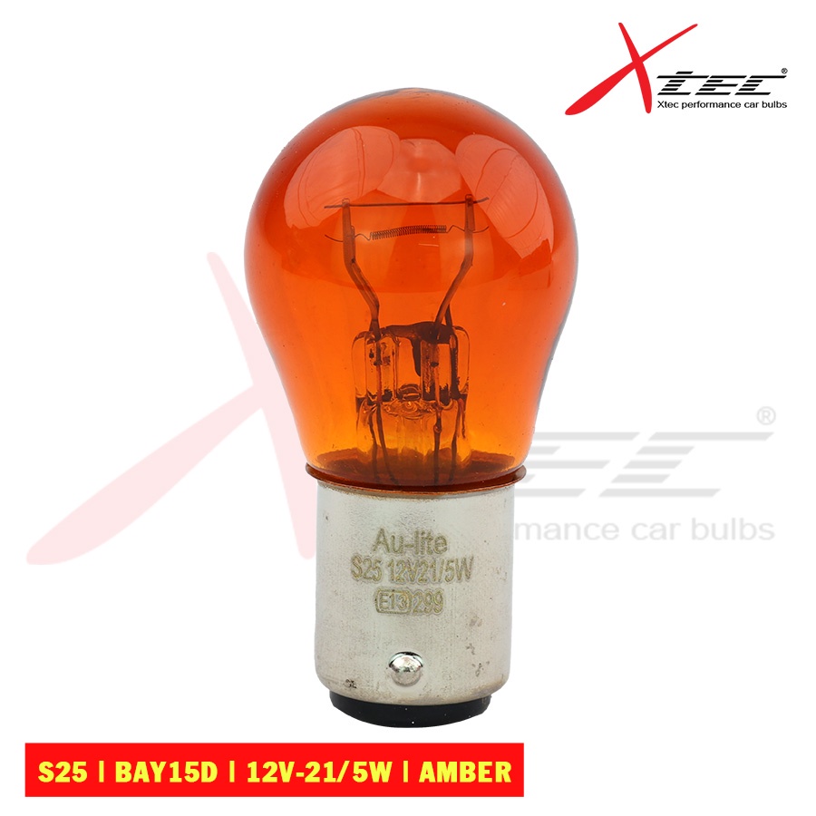 Combo 10 Bóng Đèn Tín Hiệu Sau 2 Tim Halogen Xtec Original Dùng Cho Xe Oto Xe Hơi S25 BAY15D 12V, 24V 21/5W (Màu Vàng)