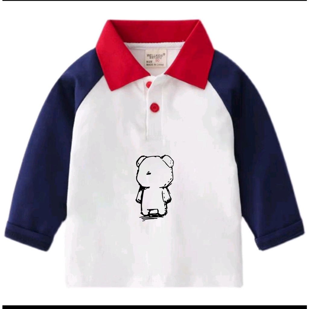 Áo polo dài tay bé trai vải cá sấu cotton in hình phong cách hàn quốc cho bé 1 2 3 4 5 6  tuổi 9-27kg