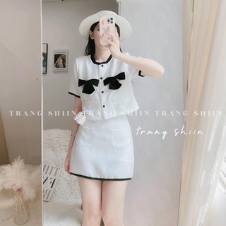 [S2.140] Set Dạ Nơ Trắng Đen Tiểu Thư Hàng 2 Lớp Có Ảnh Thật