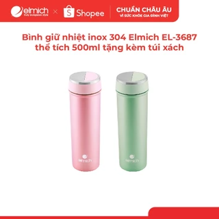 [LIFEMCMBP4 -12% đơn 250K] Bình giữ nhiệt inox 304 Elmich EL-3687 thể tích 500ml tặng kèm túi xách