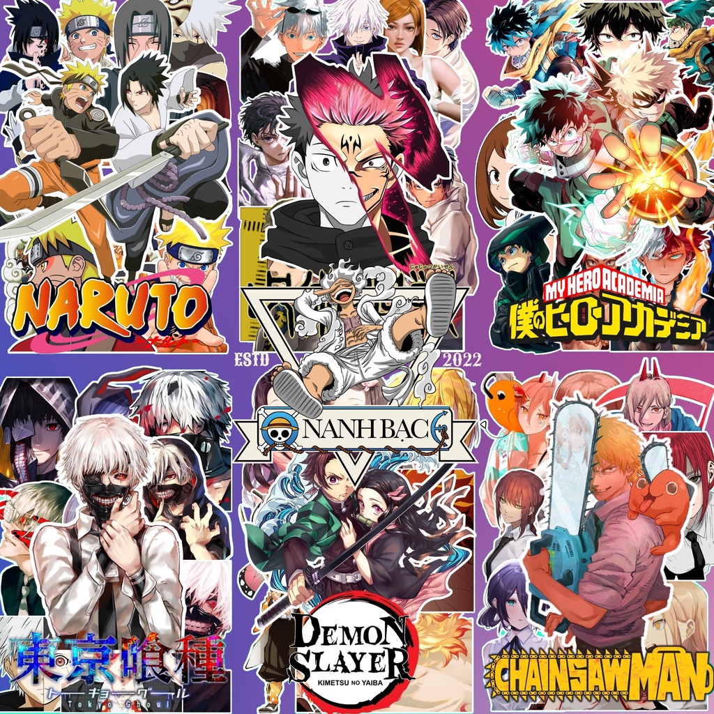 [Set 50 Cái] Sticker Anime tổng hợp, sticker anime,sticker cute,nhãn ...