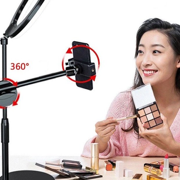Bộ Quay Video Để Bàn Topshop D36 - 2 Kẹp Điện Thoại - Nhỏ Gọn - Chắc Chắn - Kèm Đèn Livetream - Chính Hãng HD DESIGN