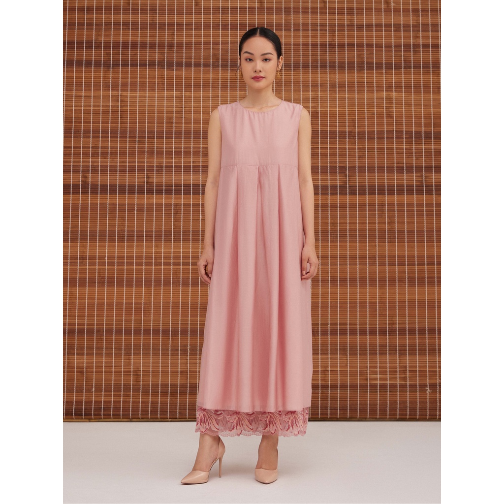 Đầm voan tơ phối ren Mauve Lace Detail dress