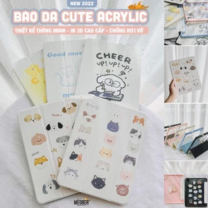 Bao da cover i pad Cute Acrylic, phối màu pastel, in 3D & chống ố cho i pad Gen 7 8 9, Air 4 5 6, Pro 11 12.9