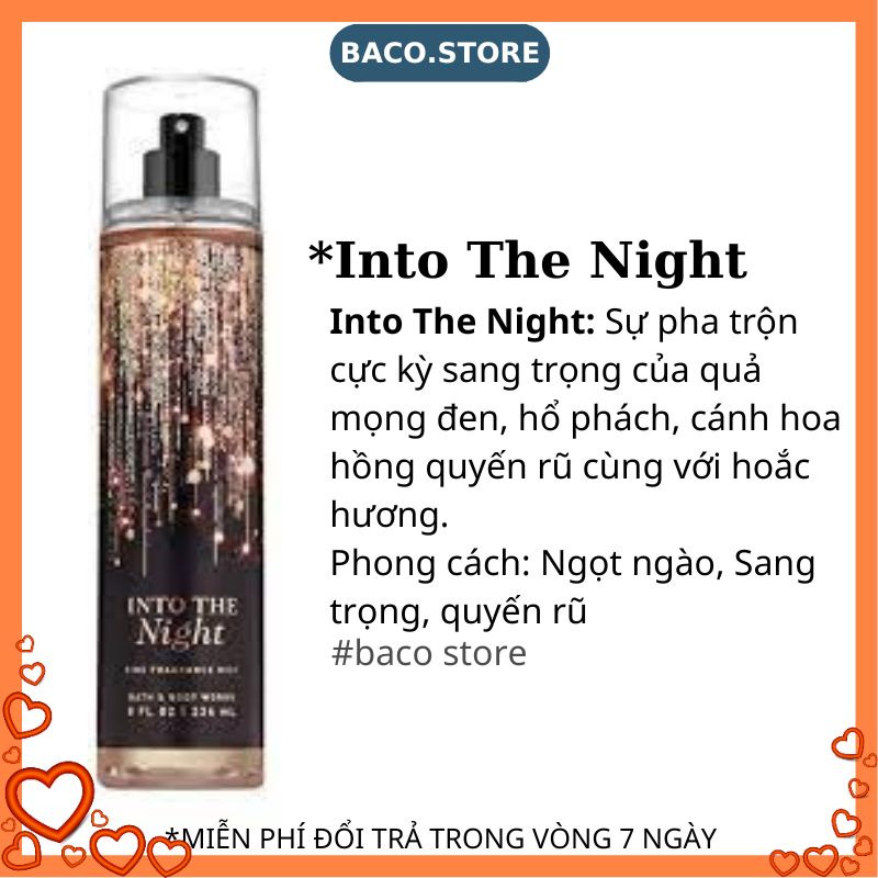 Body mist, Xịt Thơm Toàn Thân Into The Night 236ml Sang Trọng, Cuốn hút