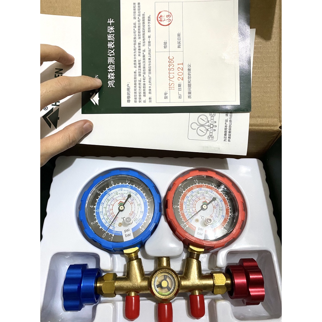 Đồng hồ đôi đo nạp gas Hongsen R22, R410 (có kèm dây)
