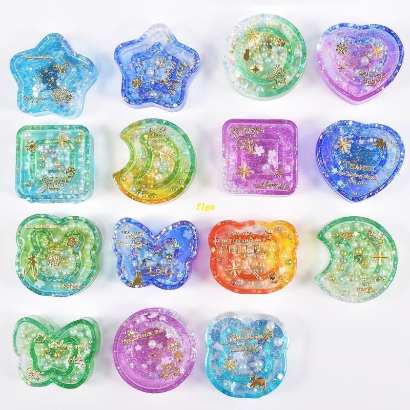Bộ Khuôn Lắc Resin + 10 Khuôn Silicone Làm Bánh Hình Gấu / Ngôi Sao / Mặt Trăng