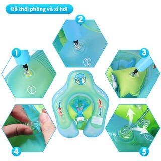 Phao Bơi Cho Bé Có Mái Che UPF 50+, Vòng Bơi Dưới Nách Chống Lật, Có Thể Tháo Rời Tiện Lợi