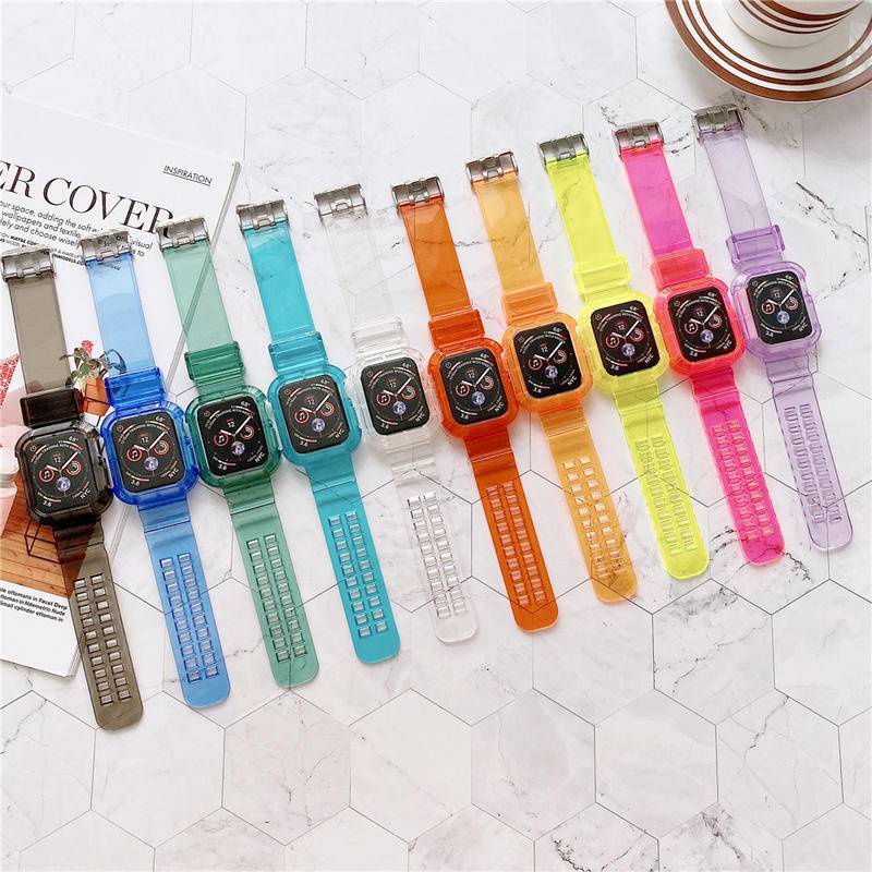Dây Đeo Thể Thao Cho Apple Watch Ultra Series 9 8 7 6 5 4 3 2 1 SE2 Dây Đeo Trong Suốt Silicon Cho iWatch 49mm 45mm 41mm 44mm 42mm 40mm 38mm