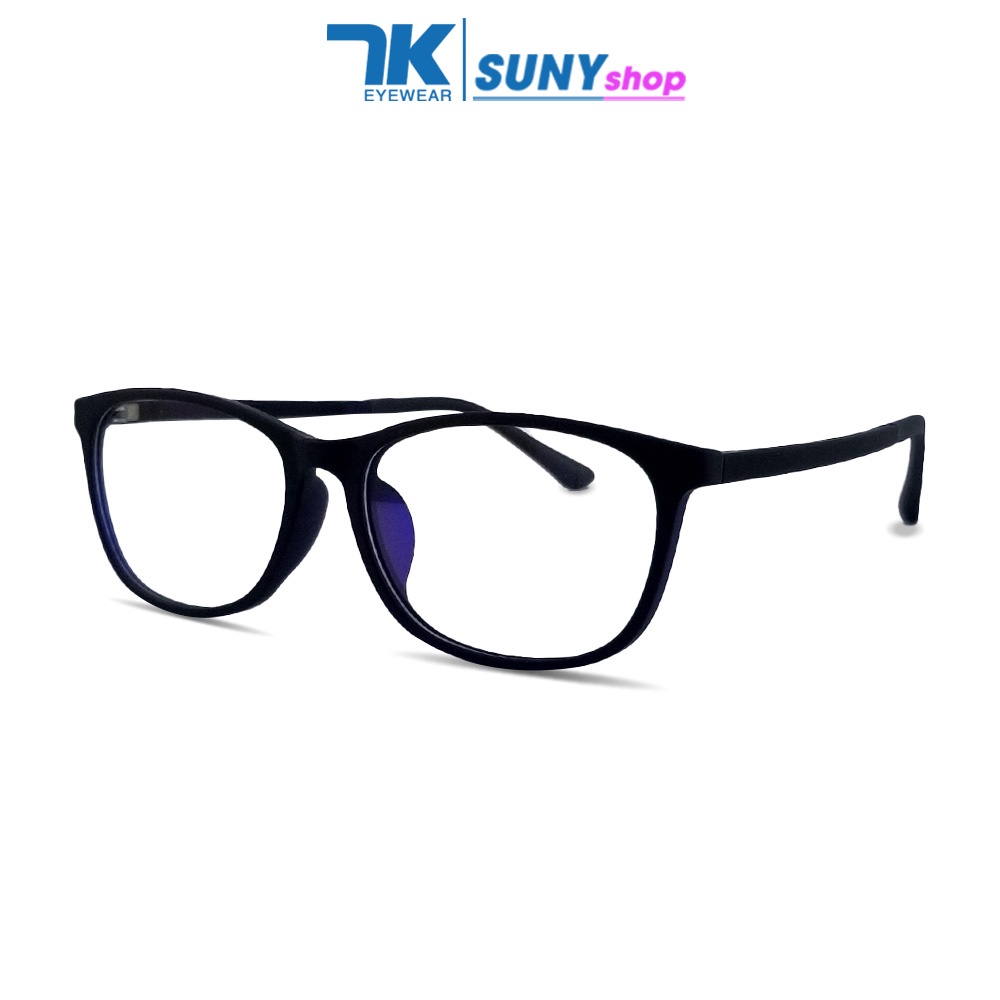 Gọng kính cận nam nữ mắt chữ nhật màu đen nhựa dẻo 7K0873 tròng kính 0 độ giả cận chống ánh sáng xanh, tia UV
