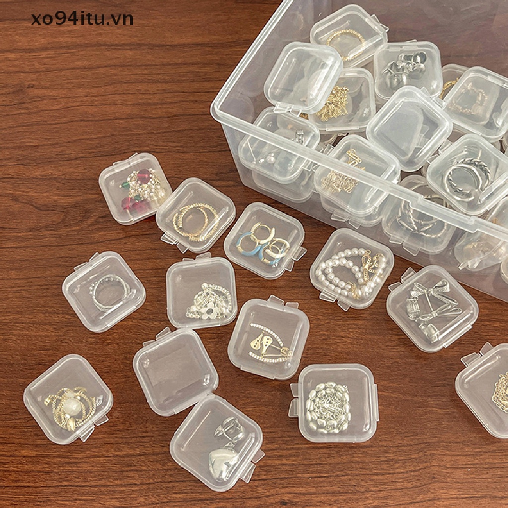 XOITU 10 Chiếc Hộp Bảo Quản Trong Suốt Hộp Nhựa Vuông Hộp Rỗng Có Nắp Bao Bì Trang Sức Bảo Quản Cho Hạt Nhỏ Trang Sức Nút Tai Thuốc Hoặc Bất Kỳ Tiện Ích Thủ Công Nhỏ VN