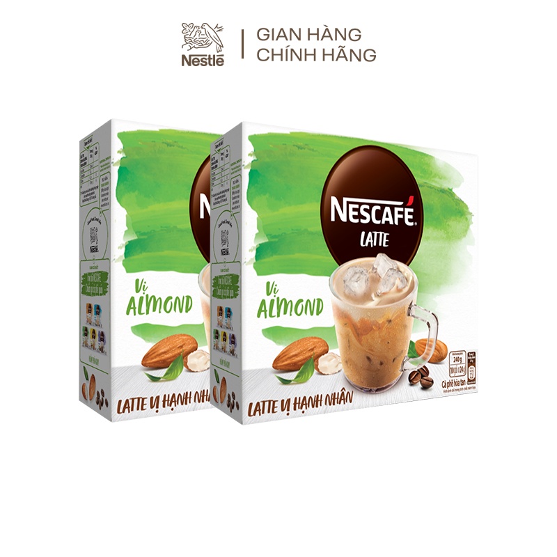 Combo 2 hộp Cà phê sữa hạt NESCAFÉ Latte Sữa Hạt Vị Hạnh Nhân (Hộp 10 gói x 24g)