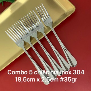 INOX 304 - Set 5 Chiếc Nĩa (dĩa)18.5cm  Chất Lượng Tuyệt Vời Bóng Sáng Lung Linh Không Tì Vết