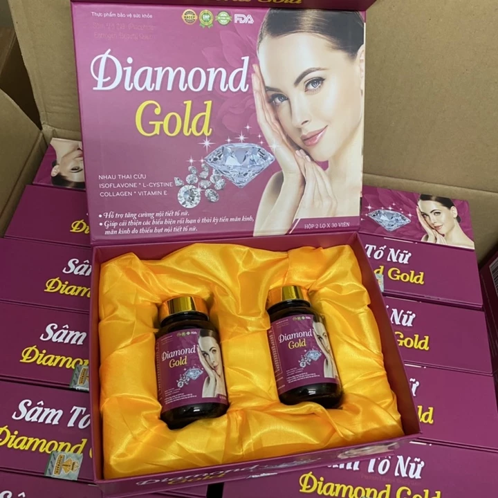 Viên uống nội tiết tố nữ Sâm tố nữ DIAMOND GOLD Hộp 2 lọ x 30 viên - Sâm tố nữ Placentra Estrogen Beauty queen 60 viên
