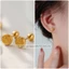 Khuyên tai titan không gỉ mạ vàng 24k khắc hình chữ phúc may mắn thời trang dành cho nữ