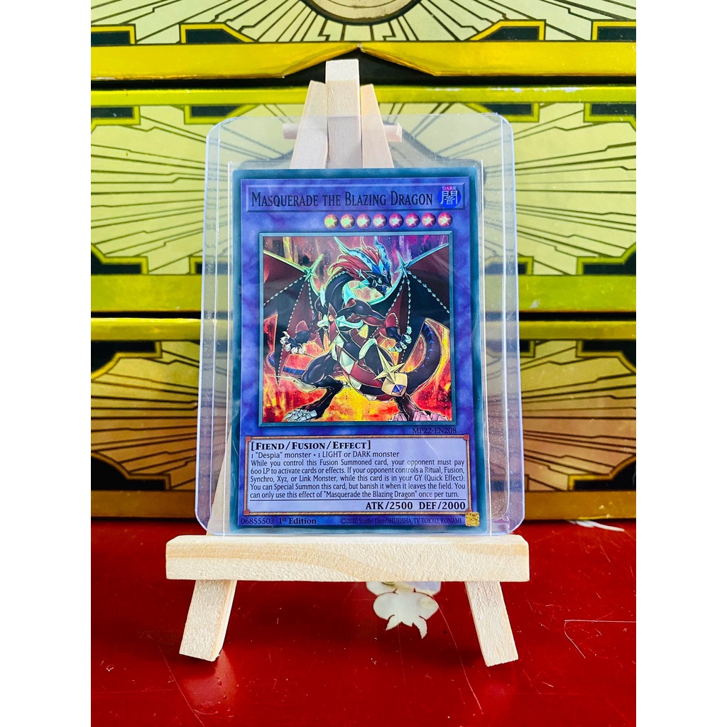 Lá bài thẻ bài Yugioh Masquerade The Blazing Dragon super Rare Tặng