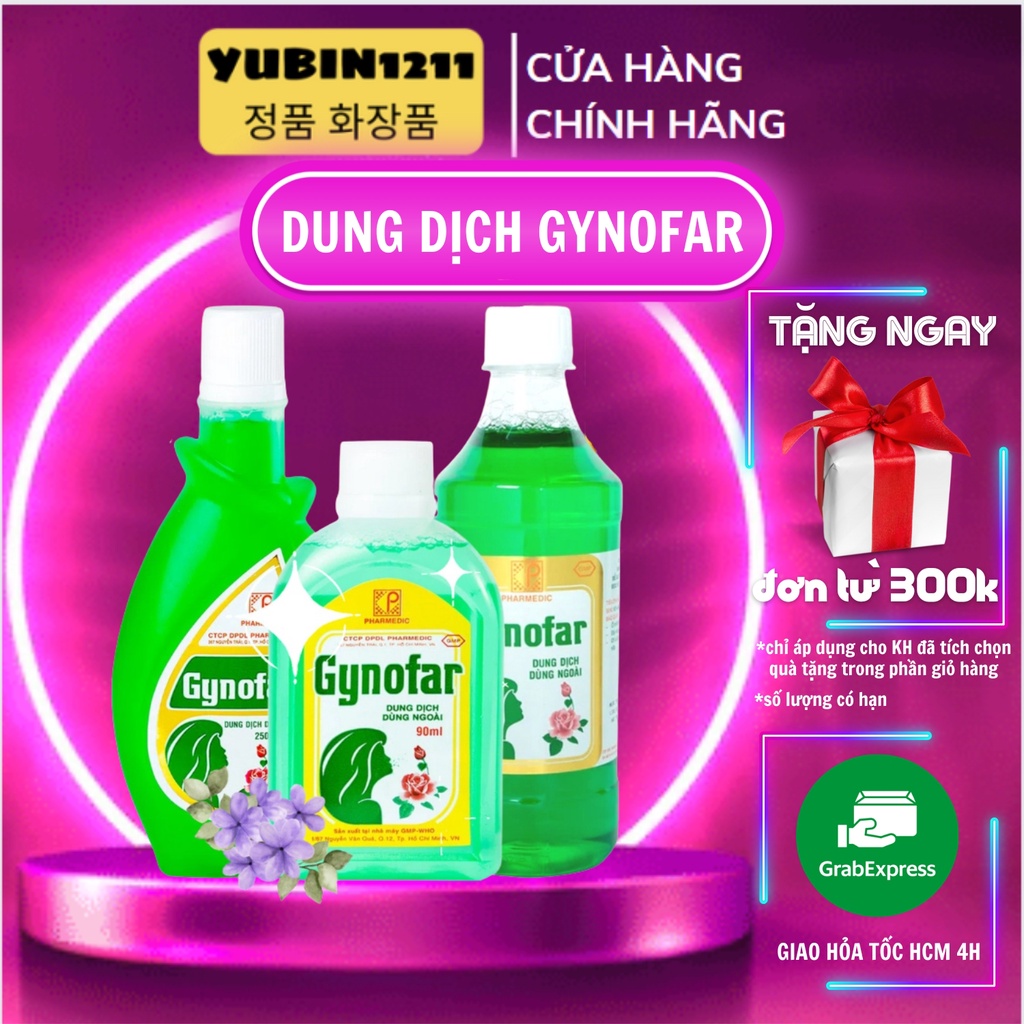 sản phẩm - Dung Dịch Vệ Sinh Phụ Nữ Gynofar - Nước Rửa Phụ Khoa Gynofar CÓ CHE TÊN Yubin1211