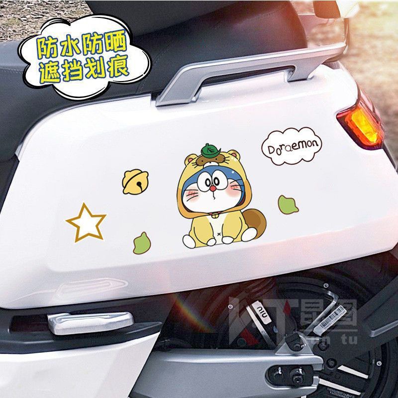 Hl Miếng Dán Trang Trí Xe Hơi / Mô Tô Hình Doraemon Chống Thấm Nước / Trầy Xước