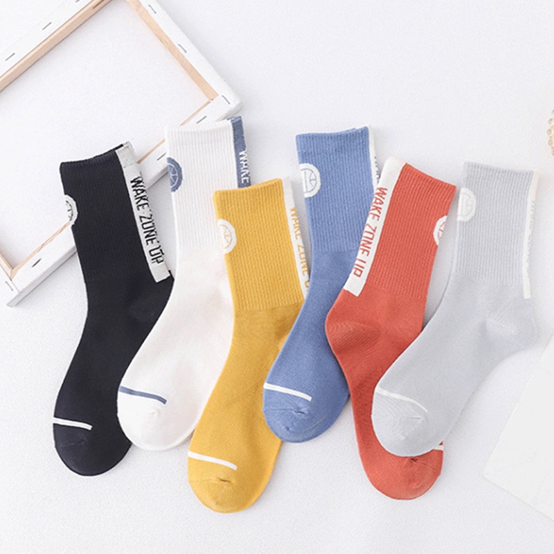 Tất trắng cổ cao nữ nam phong cách Hàn Quốc vớ thể thao basic năm sinh cá tính hot hit hàng xuất dư giá rẻ HANASO TD028