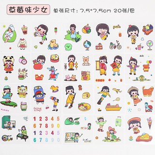 10 1 Tấm Sticker Cô Bé Dễ Thương 7,5X7,5Cm - Thỏ Hồng VPP