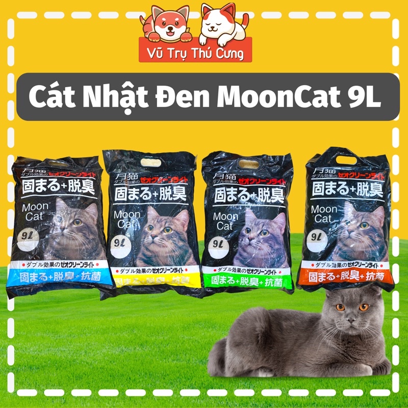 (1 tải 6 bao) Cát Nhật đen MoonCat 9L chính hãng, Cát vệ sinh cho mèo khử mùi, vón cục tốt