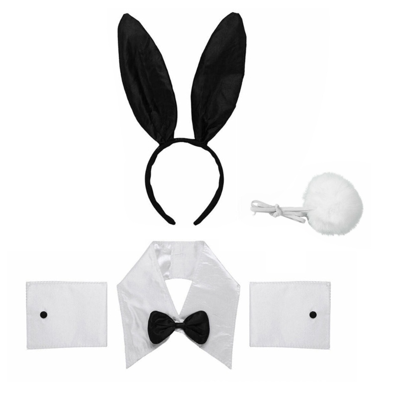YOIOIOI Thỏ Băng Đô Trang Phục Thỏ Phục Sinh Bộ Trang Phục Đầu Đuôi Cổ Găng Tay Bowtie Còng Tutu Bunny Cosplay Costu