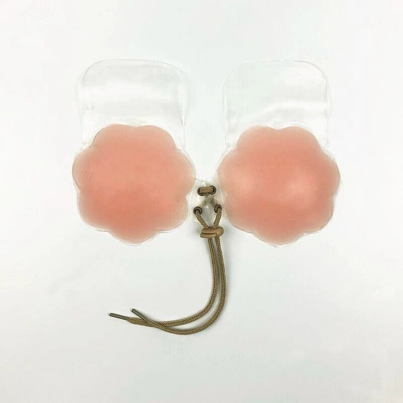 Miếng dán ngực ti silicon nâng ngực, áo ngực dán chống chảy xệ dây rút sử dụng nhiều lần 0133