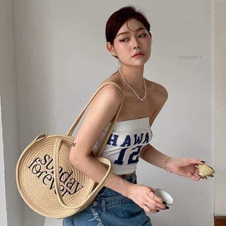 Túi cói sunday forever túi xách nữ Tote đi biển,du lịch phong cách thời trang vintage