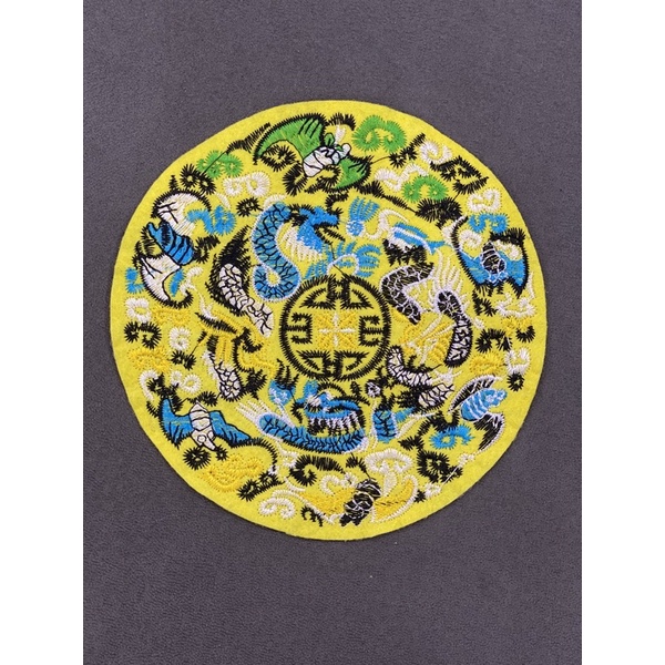 hình gắn áo dài , sticker , logo thêu tròn rồng vàng phối hình | Shopee ...