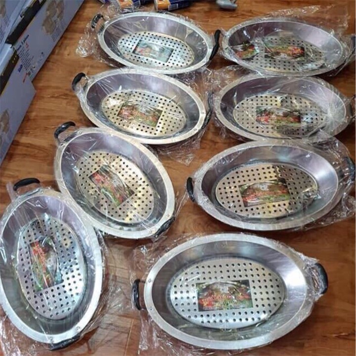 Khay cá chép om dưa - Inox Cao cấp có kèm khay chống khê cháy - Hàng nguyên khối - Giao nhanh