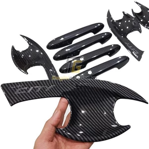 Ốp tay nắm cửa, hõm cửa xe Honda City 2021-2023, Chất liệu nhựa Carbon và nhựa ABS mạ crom