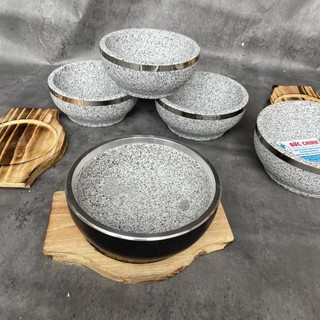 Thố đá  bát đá giu nhiêt kèm đế gỗ phở bát đá