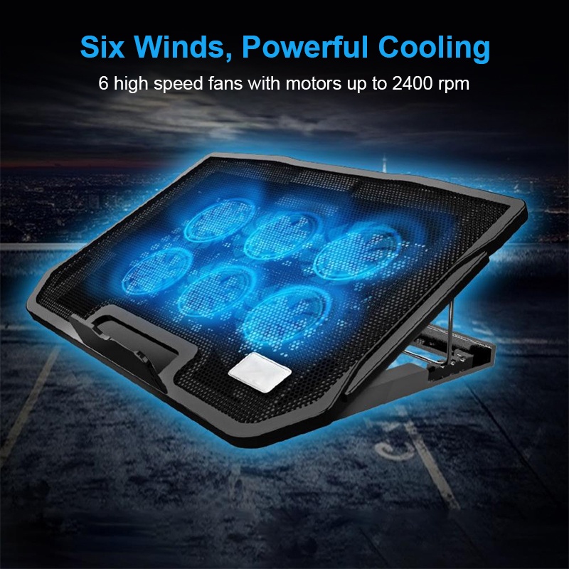 [Nuoxi] Giá Đỡ tản nhiệt máy tính laptop, Đế tản nhiệt 6 quạt 2 quạt dành cho laptop cổng USB phù hợp máy tính xách tay.