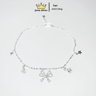 lắc chân cánh nơ mix cham siêu dễ thương , bạc 925 - jena sliver