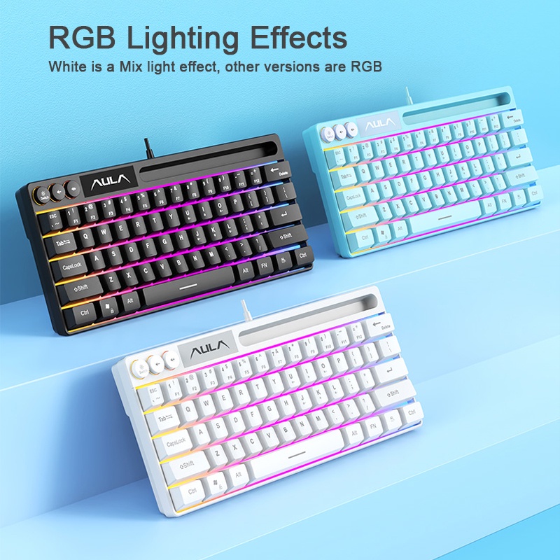 Bàn phím chơi game AULA F3061 có dây 61 phím RGB giao diện USB kết nối máy tính/notebook/điện thoại tiết kiệm không gian | BigBuy360 - bigbuy360.vn